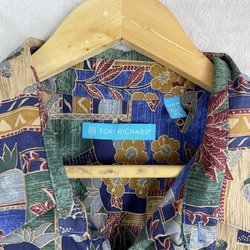 Tori Richard Hawaiian Shirt XL Cotton Lawn Sea Turtle Honu Print Made In USA - Picture 5 of 12